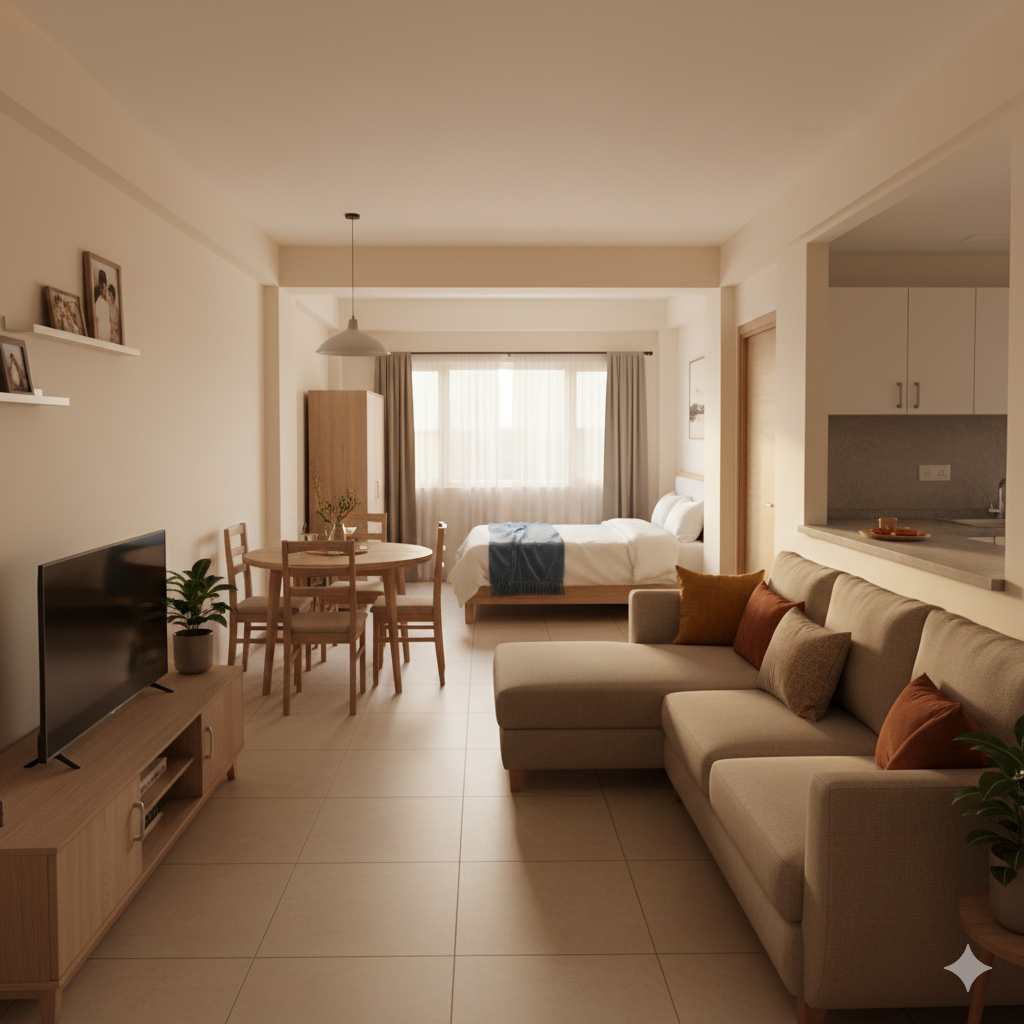 Move-in setup service in Manesar - Modern Indian apartment interior with furniture arrangement